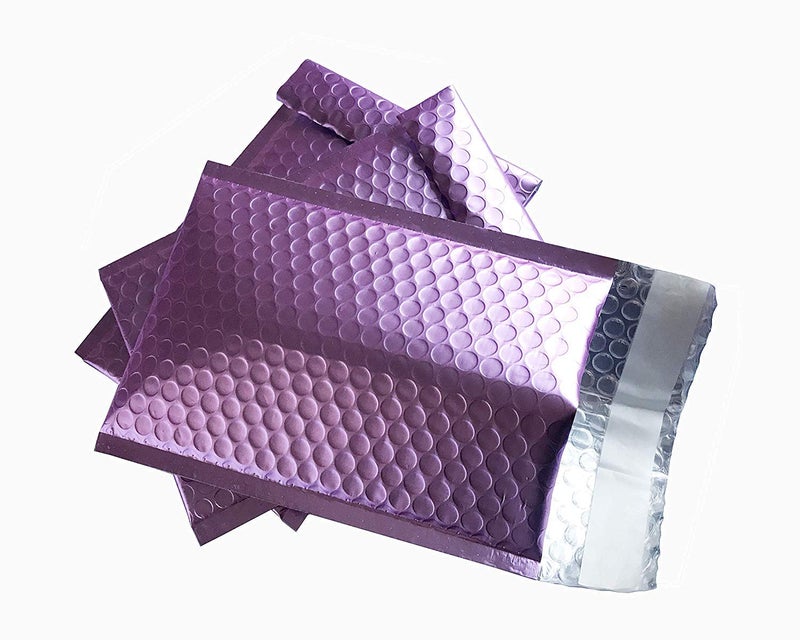 ProLine Packaging ProLine Matte Metallic Purple Bubble Padded Mailers 4x8 Inch Self Seal Padded Envelopes (10) - Image 1
